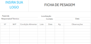 Ficha de Pesagem de Gado Grátis
