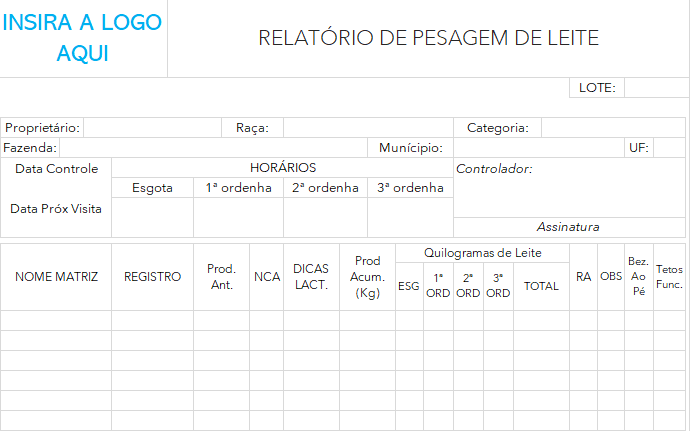 Relatório de Pesagem de Leite