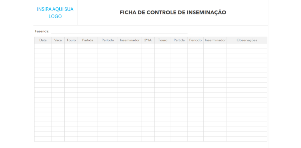 Ficha de Controle de Inseminação Grátis